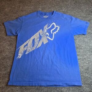 Fox Racing Mens Large Blue Graphic T-Shirt Short Sleeve Motocross Logo Tee